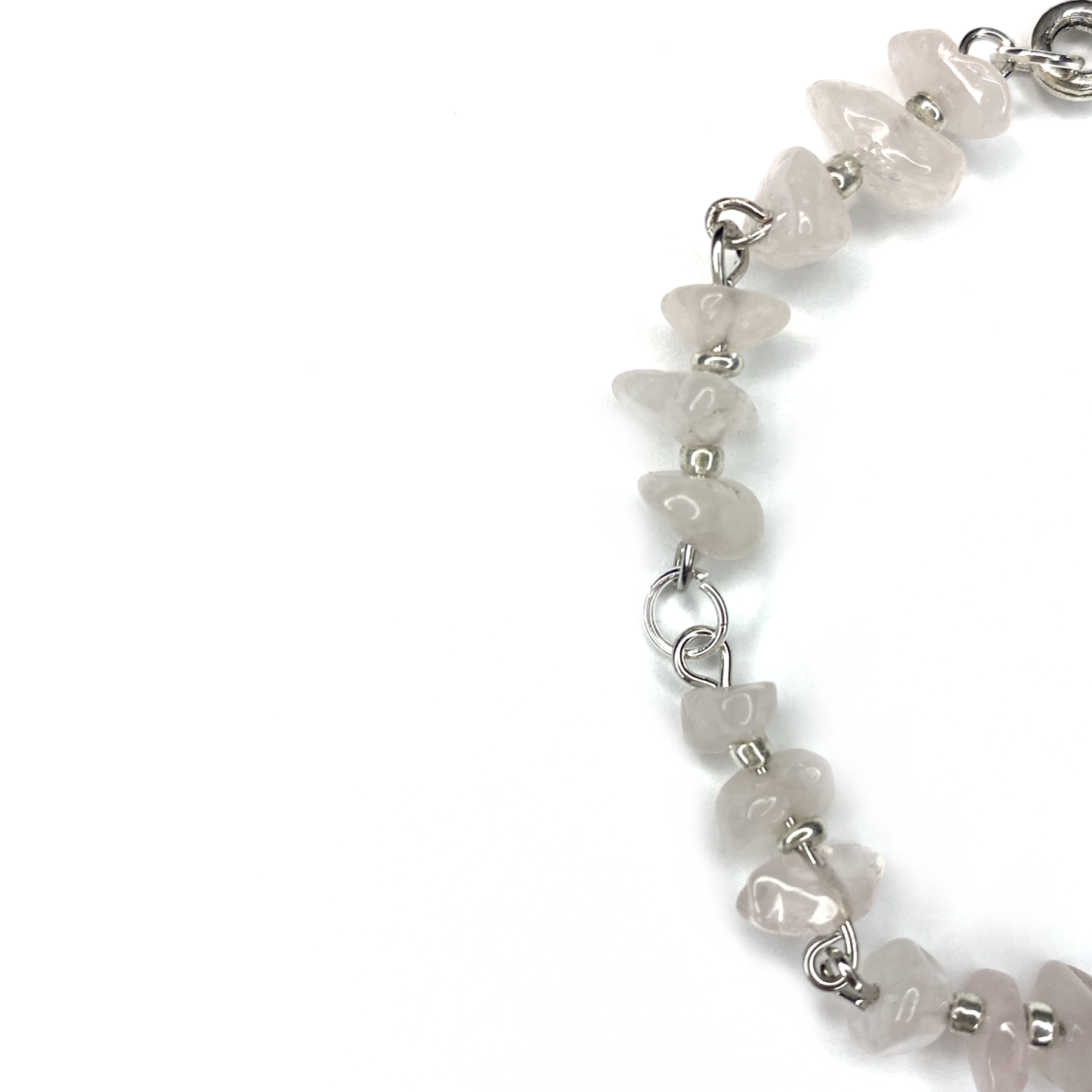 Bracelet with Rose Quartz and Heart Charm