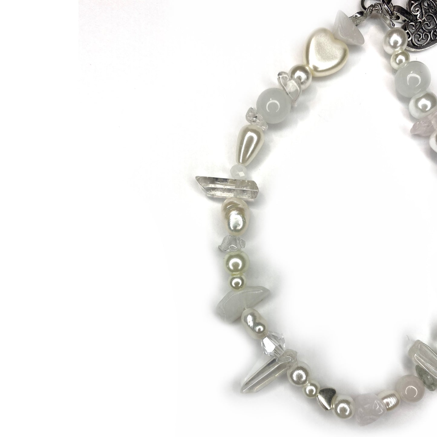 Phone Cord with Quartz and Pearls