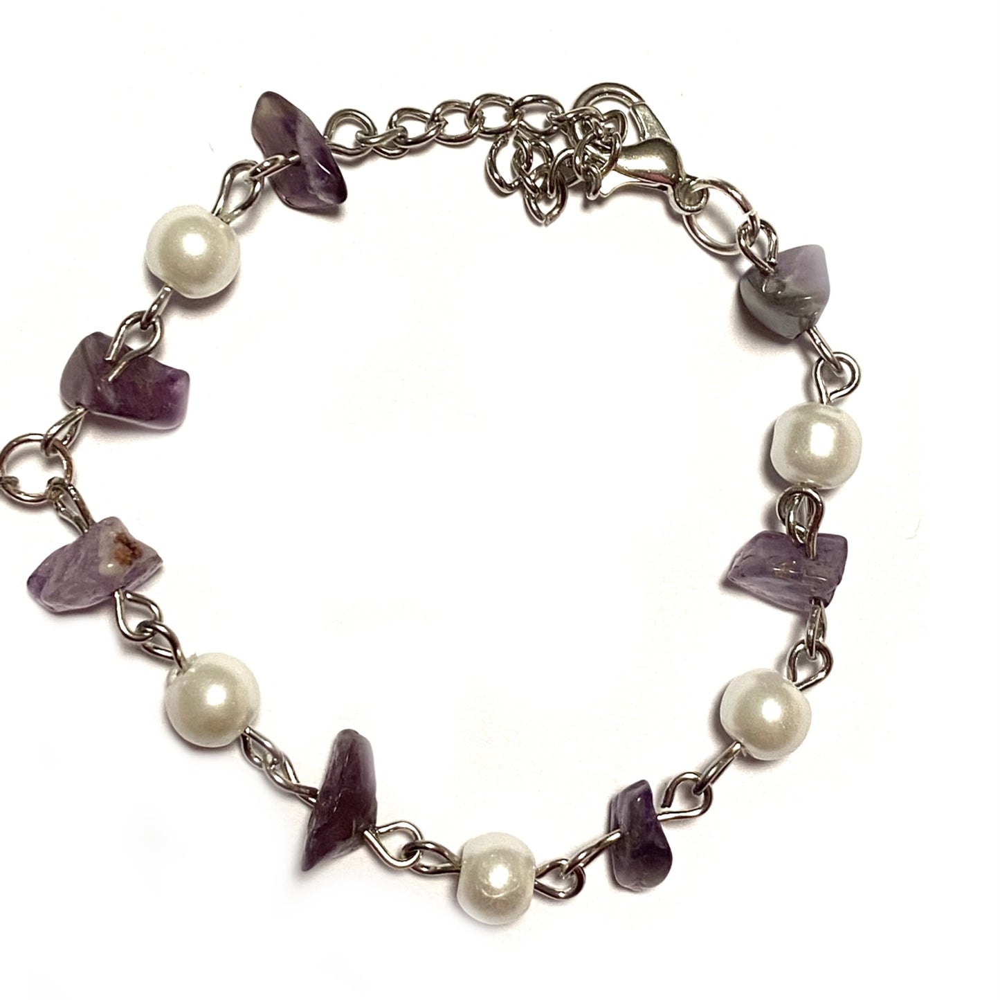 Bracelets with Rose quartz and Amethyst with magnetic Heart