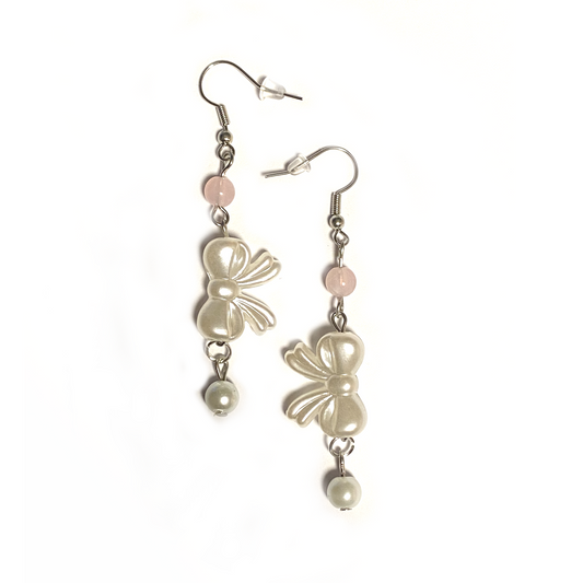 Beaded Earrings with Bow Charm