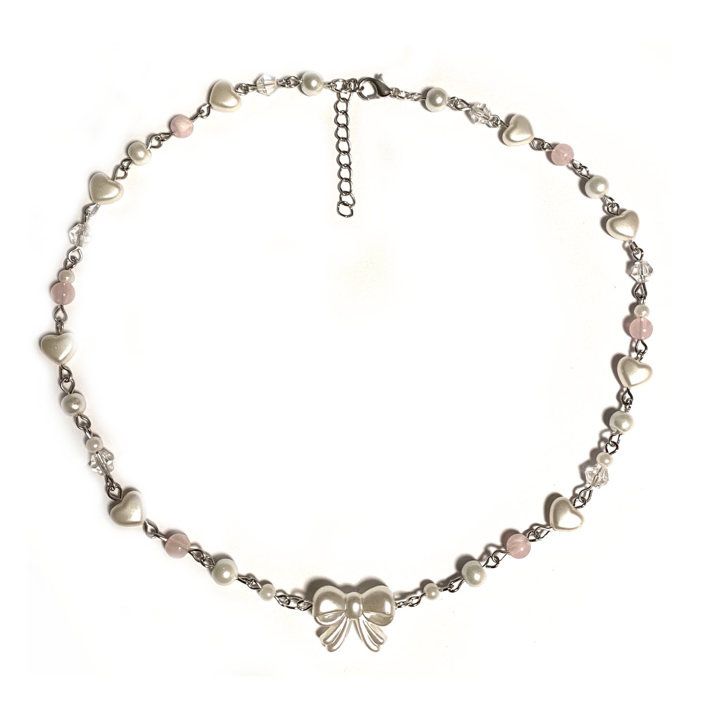 Beaded Necklace with Bow Charm