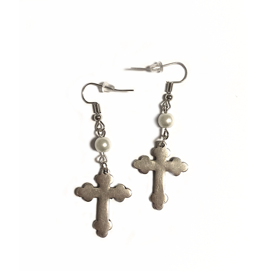 Cross earrings with pearls