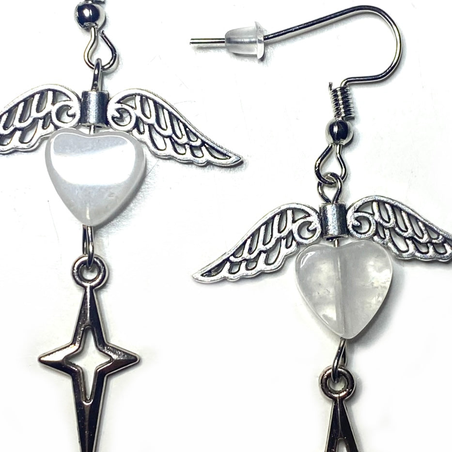 Earrings with Wings, Gemstones and Charms