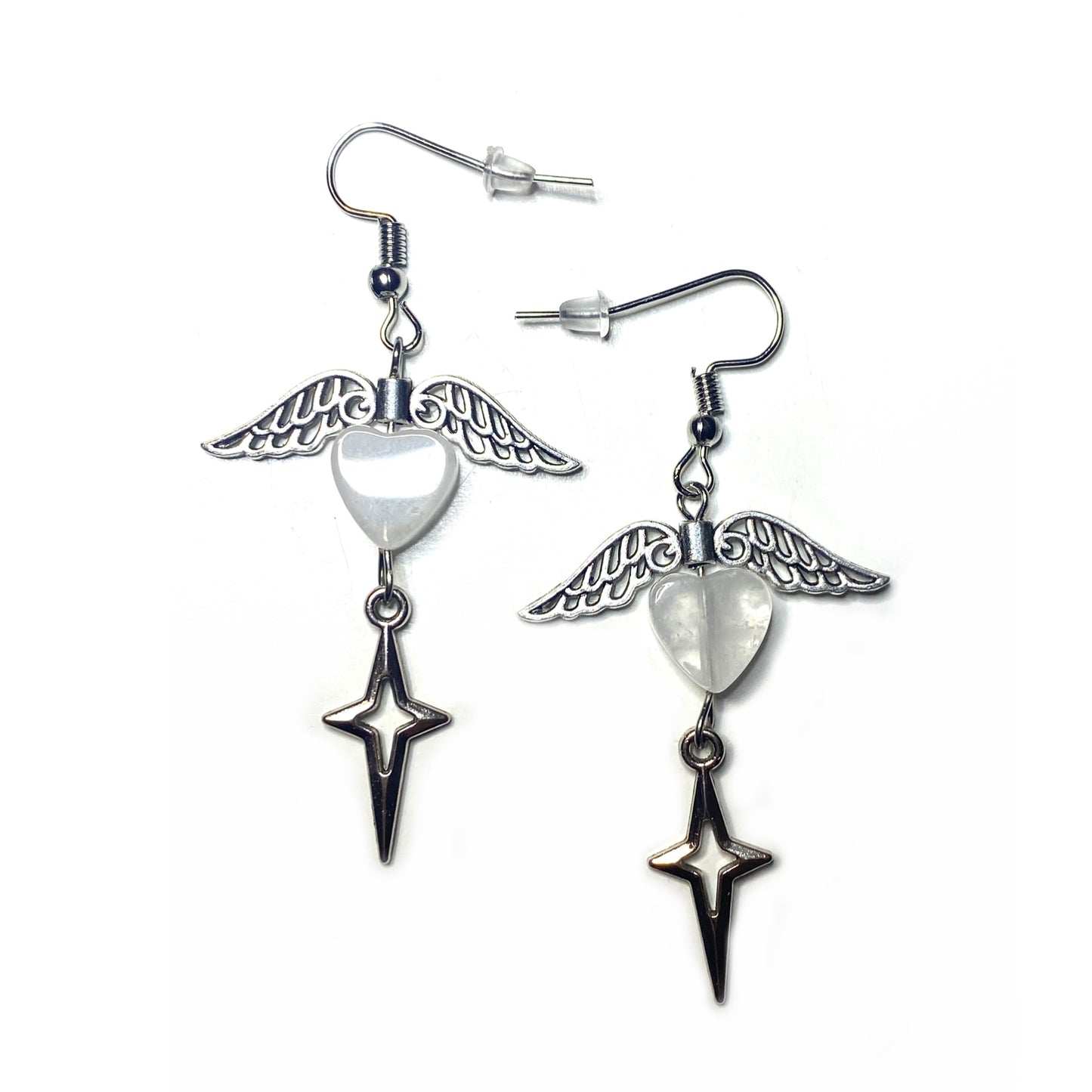 Earrings with Wings, Gemstones and Charms