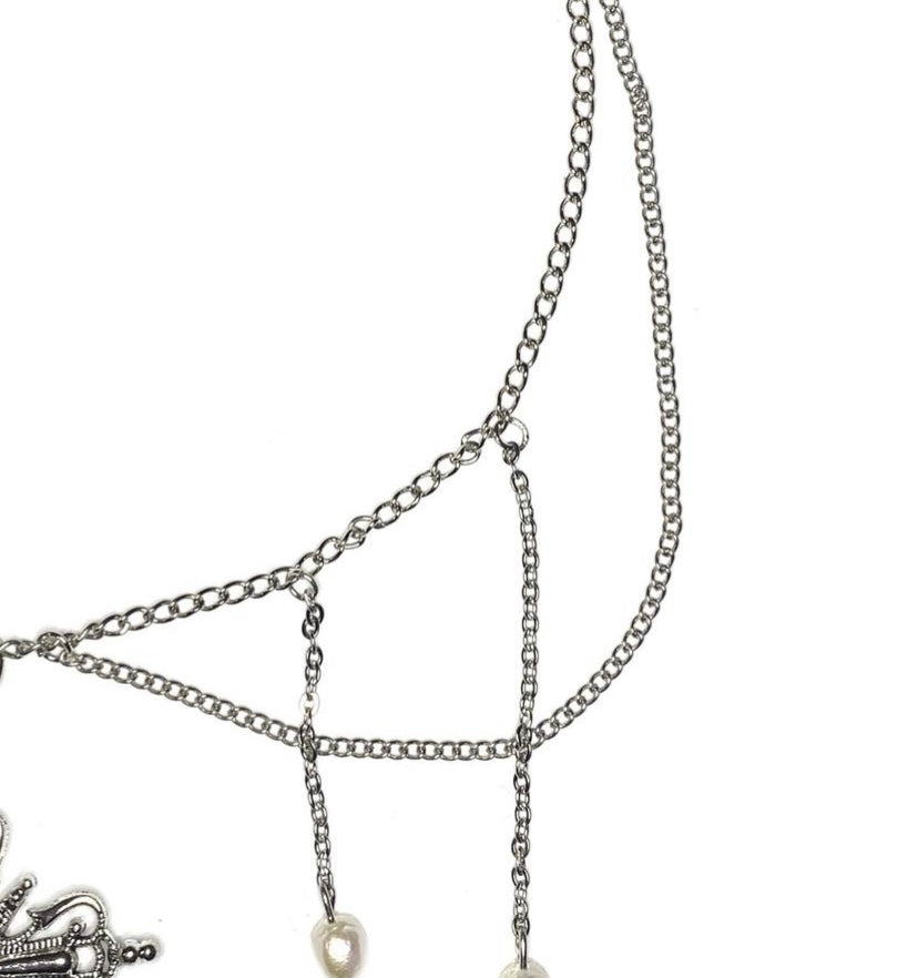 Necklace with Pearls Chain and A Cross - Fairyjeweler